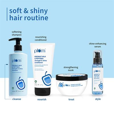 Plum Peptides Shampoo with Coconut Milk for Strength & Shine 22x softer hair in 1 wash 250ml - Shampoos