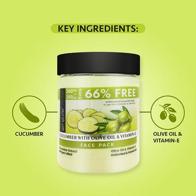 Berina Go Glow By Berina Cucumber with Olive Oil & Vitamin E Face Pack 500 ml - Face Packs