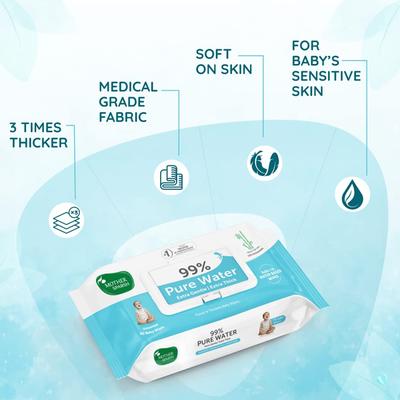 Mother Sparsh 99% Water Based Wipes (Pack of 2 x 72's) - Diapers & Wipes