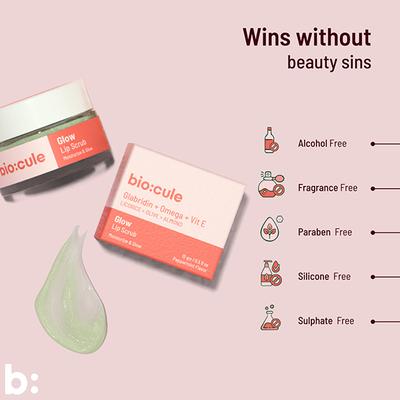 Biocule Glow Lip Scrub Balm For Bright, Spotless Lips, Peppermint Flavour, 100% Natural 12 gm - Lip Scrubs