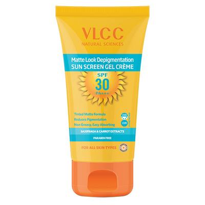 VLCC Matte Look SPF 30 PA+++ Sun Screen Gel Creme Saxifraga & Carrot Extracts (Tinted) 50gm - Face Sunscreen