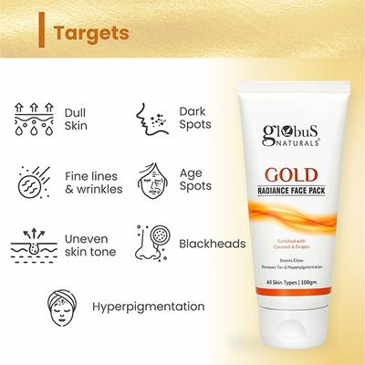 Globus Naturals Gold Radiance Anti Ageing & Brightening Face Pack, 100gm each 2's - Masks & Peels