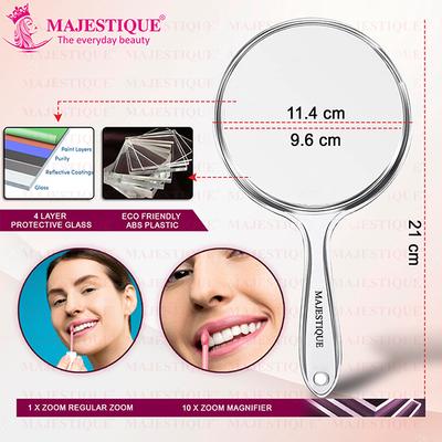 Majestique Dual Side Large Handheld Mirror, 1X/10X Magnifying Mirror - Multicolor 1's - Mirror