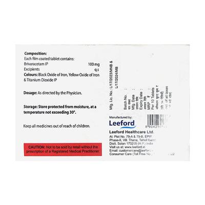 BRIVETAM 100 Tablet 10's - Epilepsy/Convulsion-Ant