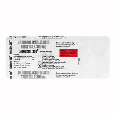 Sorbidiol 300mg Tablet 10'S - Cholelithiasis/Gall Stones