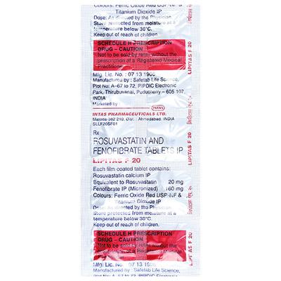 LIPITAS F 20 Tablet 10's - High Cholesterol-Dys