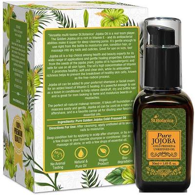St.Botanica Pure Jojoba Cold pressed & Unrefined Oil 50 ml - Essential Oils