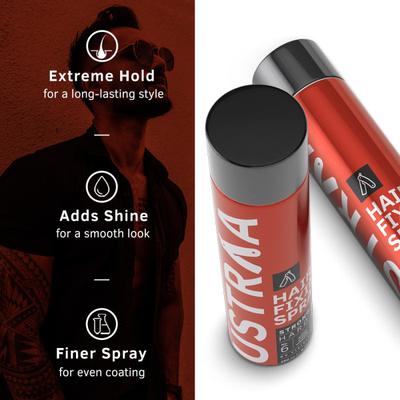 Ustraa Hair Fixing Spray - Strong Hold Hard Set with Apple Cider Vinegar 250ml - Hair Gels & Waxes