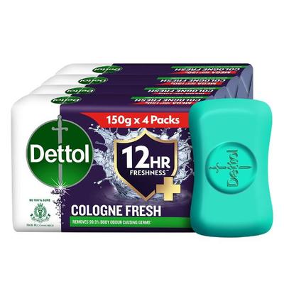 Dettol Soap - Cologne Fresh Bathing (Pack of 4 x 150 g) - Soaps