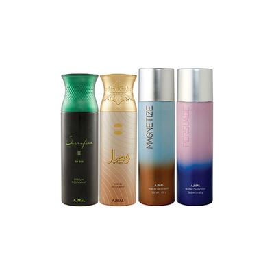 Ajmal 1 Sacrifice II For Him, 1 Wisal, 1 Magnetize And 1 Persuade Deodorants Pack of 4 200 ml - Deodorants/Roll-Ons