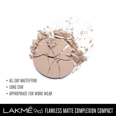 Lakme 9to5 Powerplay Matte Compact, Oil Control Formula, With Vitamin E, Apricot, 9 gm - Compact Powder
