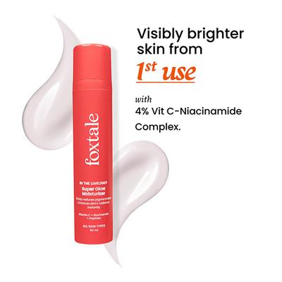 Foxtale Super Glow Moisturiser with 4% VitC-Niacinamide Complex for Brighter Skin 50ml - Face Moisturizers