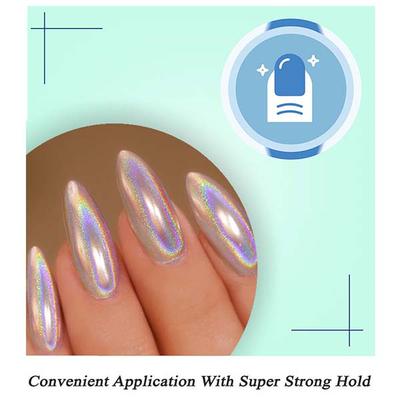 Nails On Board Handmade Press On Gel Nails- Holographic White 50 gm - Nail Care