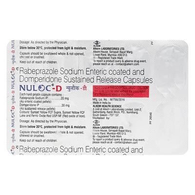 Nuloc D 20/30mg Capsule 10'S - Ulcer/Reflux/Flatulence-Aaa