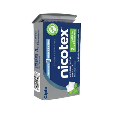 Nicotex Nicotine 2mg Sugar free Gum - Mint Flavour 40's - Nicotine Gums/Lozenges