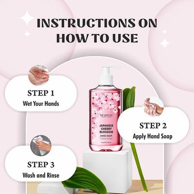 The Love Co. Japanese Cherry Blossom Hand Soap - For Moisturized Hands - Gentle Cleanser for Soft Hands - Liquid Hand Soap Suitable for Sensitive Skin 250 ml - Hand Wash & Soaps