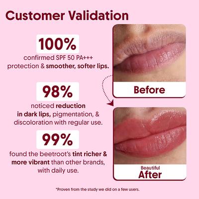 Aravi Organic Tinted Beetroot Lip Balm with SPF 50 PA Plus Kojic Acid and Ceramide for Lip Brightening 5 gm - Lip Balms