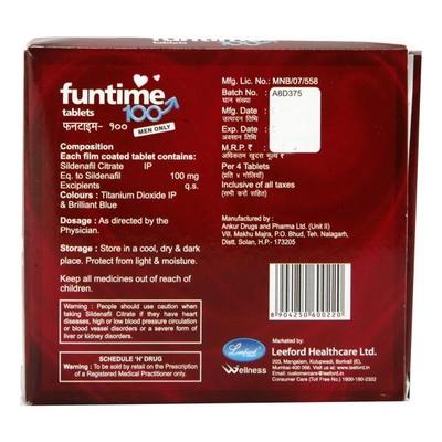 Funtime 100mg Tablet 4'S - Impotence/Erectile Dysfunction (Ed)