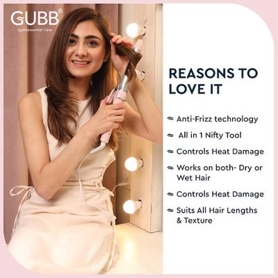 GUBB 2 In 1 Hair Curler & Straightener with Ceramic Coated Plates - (GB-007) Pink 1's - Multi-Stylers