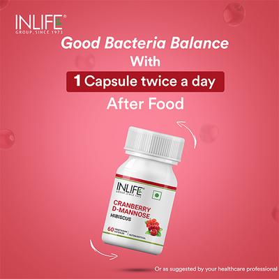 INLIFE Cranberry D-Mannose Hibiscus Veg Capsule 60's - Herbal Dietary Supplement