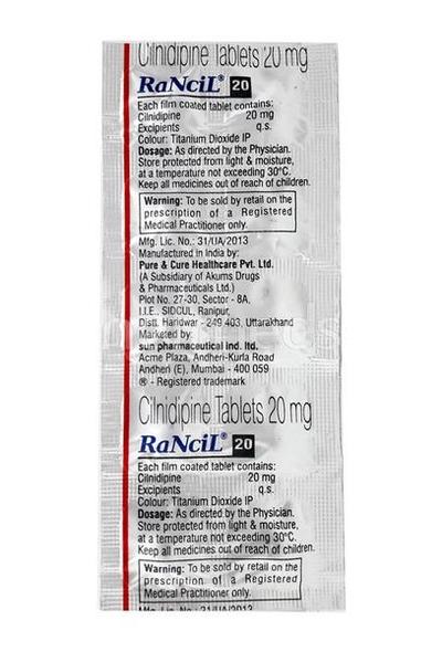 Rancil 20mg Tablet 10'S - Hypertension-Cal