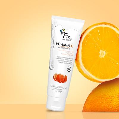Fixderma Vitamin C Face Cleanser Dull Skin, for Women & Men, Evens Skin Tone Face Wash (75 g) - Face Wash & Cleansers