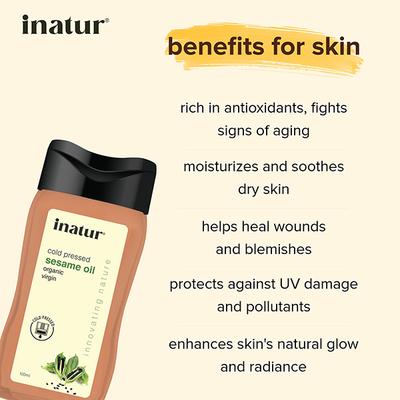 Inatur Pure & Cold Pressed Oil - Sesame (Til Oil) 100 ml - Massage Oils