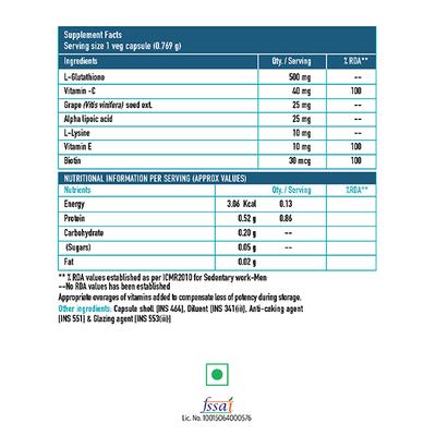 HealthKart HK Vitals Glutathione Veg Capsule 30's - Hair & Skin