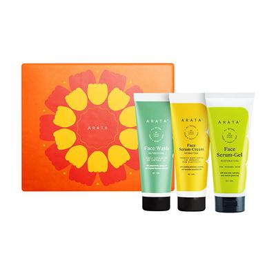 Arata Natural Mini Face Revitalizing Gift Box with Face Wash (50 Ml), Face Serum Cream (50 Ml), Face Serum Gel (50 Ml) 150 ml - Face Serum