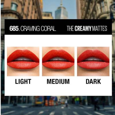 Maybelline New York Color Sensational Creamy Matte Lipstick, 685 Craving Coral 3.9 gm - Lipsticks