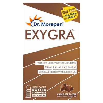 Dr. Morepen Exygra Lubricated Dotted Condoms - Chocolate Flavour 10's - Plain/Flavoured Condoms