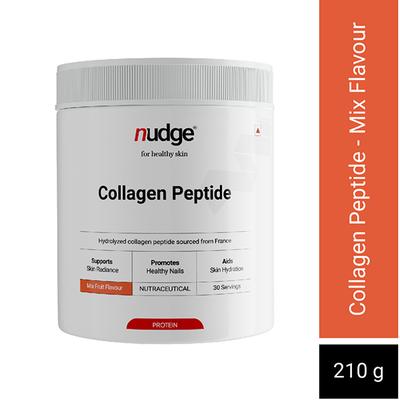 Nudge Wellness Collagen Peptide Hydrolyzed Collagen Peptide Powder Sourced From France Mixed Fruit Flavour 210 gm - Hair & Skin