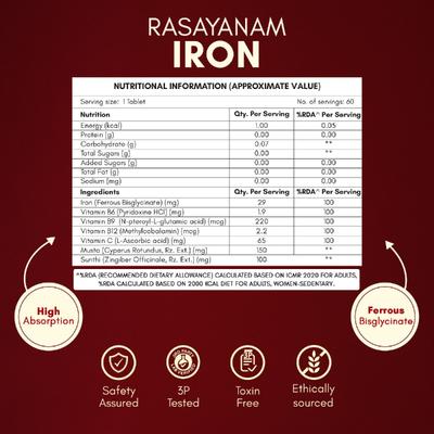 Rasayanam True Form Iron Supplement Tablets 60's - Calcium And Minerals