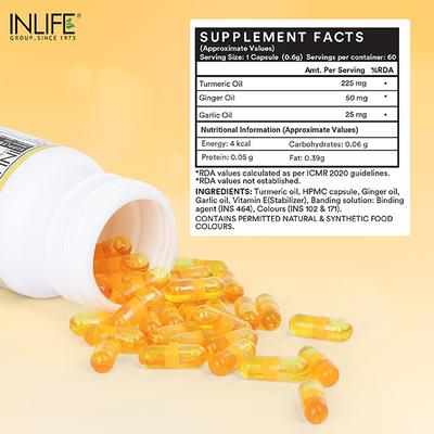 INLIFE Turmeric Ginger & Garlic Oil Veg Capsule 60's - Vitamin C