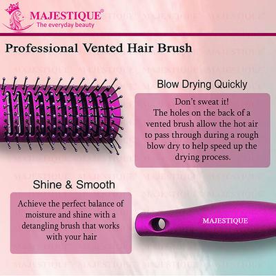 Majestique Purple 9 Row Vent Brush - Ball Tipped Bristles for Men and Women 1's - Hair Brushes