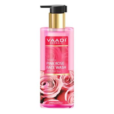 Vaadi Herbals Insta Glow Pink Rose Face wash with Aloe vera extract 250 ml - Face Wash & Cleansers