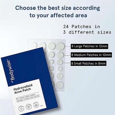 Be Bodywise Hydrocolloid Acne Patch for Instant Acne Treatment (24 Dots, 3 Sizes) 24's - Sheet Masks