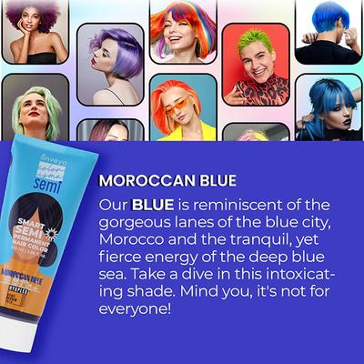 Anveya Moroccan Blue Semi Permanent Hair Color 100 ml - Crème
