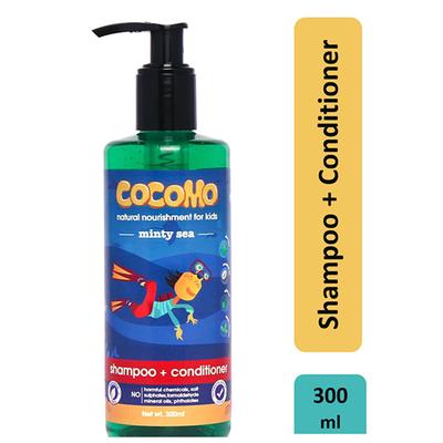 Cocomo Natural Kids Shampoo and Conditioner Minty Fragrance Reduces Hair Fall and Dandruff Minty Sea 300 ml - Baby Shampoo