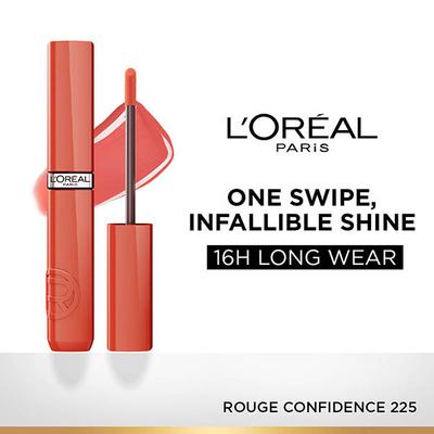 Loreal Paris Infallible Laque Resistance Lacquer-Like Shine, 16H Longwear, 225 Rouge Confidence 4 ml - Liquid Lipsticks