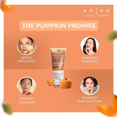 Arias by Lara Dutta Exfoliating Face Scrub - Pumpkin seed Oil & Walnut Shell 100 gm - Face Scrubs