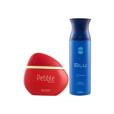 Maryaj Pebble Shine EDP Floral Fruity Perfume And Ajmal Blu Homme Deodorant Aquatic Woody Fragrance 300 ml - Perfumes (Edt/Edp)