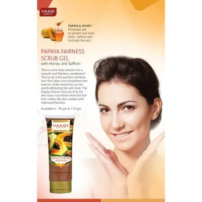 Vaadi Herbals Papaya Fairness Scrub Gel with Honey & Saffron 110 gm - Face Scrubs
