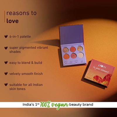 Plum In Your Element Eyeshadow Palette Super Pigmented 6-In-1 Palette, 01 Fire 10 gm - Eye Shadow Palettes