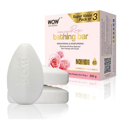 WOW Skin Science Himalayan Rose Bathing Bar - Super Value Pack of 3 - Skin-Friendly with 5.5 pH (75g X 3) 1's - Soaps