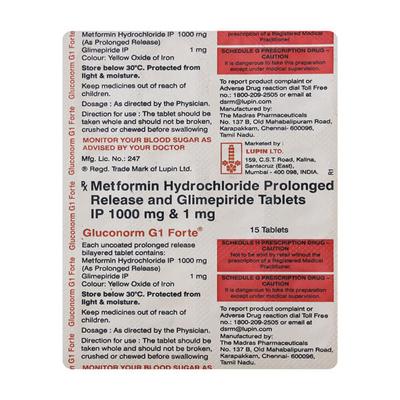 Gluconorm G1 Forte Tablet 15'S - Diabetes-Ant