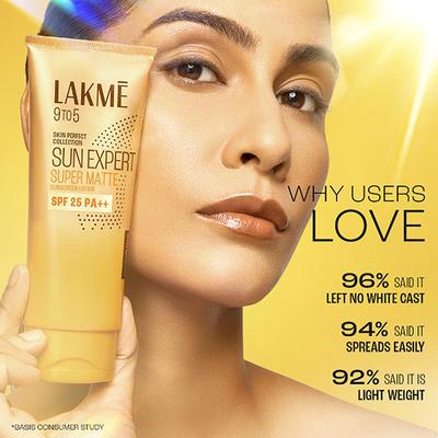 Lakme Sun Expert SPF 25 PA++ Super Matte Lotion Sunscreen, Lightweight, Non Sticky 50 ml - Face Sunscreen