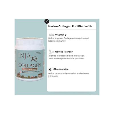 INJA Fit Marine Collagen Powder - Coffee Flavour 250 gm - Hair & Skin