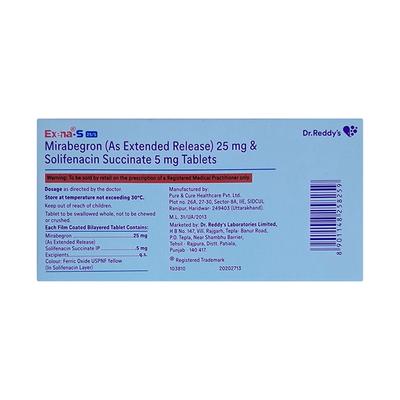 EXENA S 25/5 Tablet 10's - Bladder And Prostate Disorders-Dru