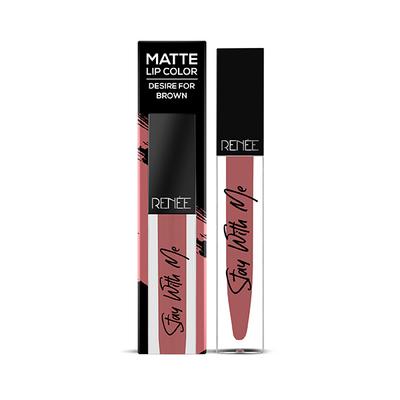 RENEE Stay With Me Matte Lip Color - Desire For Brown 5 ml - Liquid Lipsticks